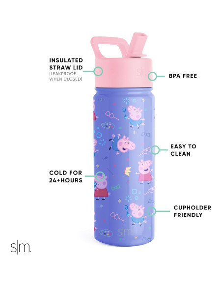 Botella de Agua Aislada Simple Modern Peppa Pig 532ml