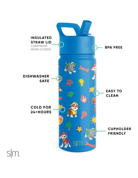 Botella de Agua Aislada Simple Modern 532ml Paw Patrol