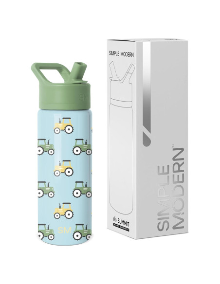 Botella de Agua Aislada Simple Modern 532 ml Tapa Pajita Tractor