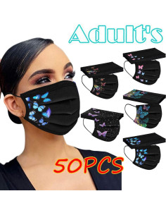 50 Pcs Mascarillas Desechables 3 Capas Mariposa Adultos 2