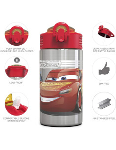 Botella de Agua Zak Designs Cars 3 15.5 oz Acero Inoxidable 2