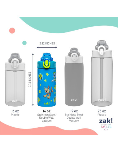 Botella de Agua Zak Designs PAW Patrol 414ml con Popote