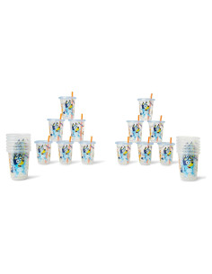 Tazas de paja Bluey Take & Toss - 24 unidades a prueba de derrames