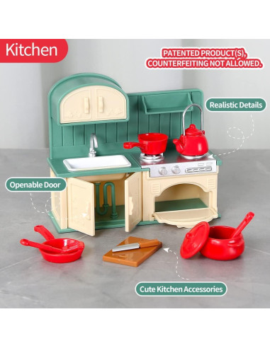 Juego de Muebles para Casa de Muñecas TAKIHON, 56 Piezas