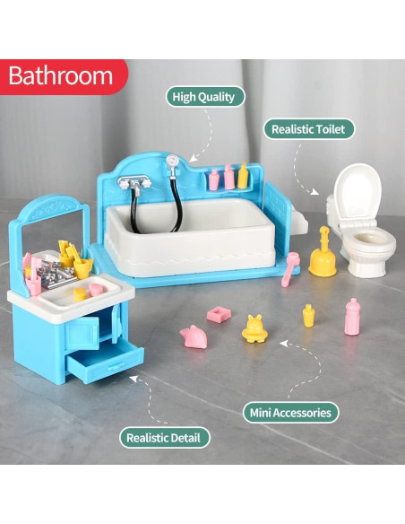 Juego de Muebles para Casa de Muñecas TAKIHON, 56 Piezas