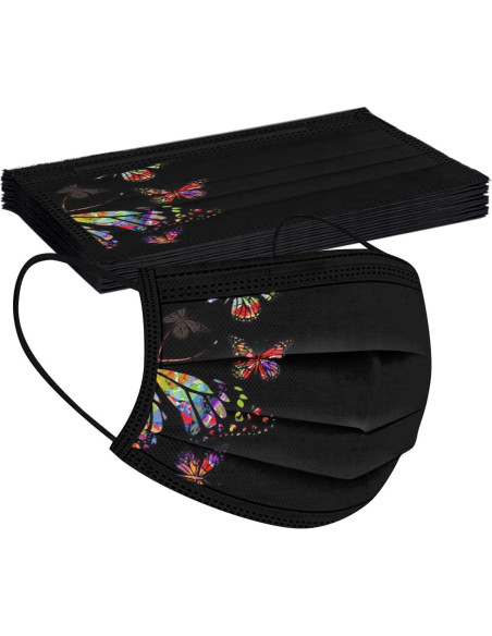 50 Pcs Mascarillas Desechables 3 Capas Mariposa Adultos