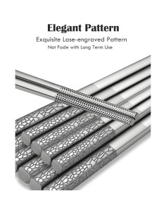 Palillos de Metal Reutilizables ITXIYC 5 Pares Antideslizantes 2