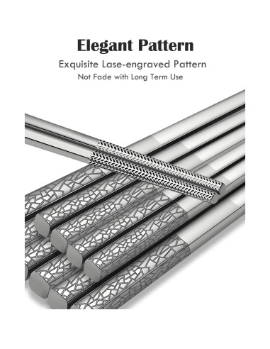 Palillos de Metal Reutilizables ITXIYC 5 Pares Antideslizantes