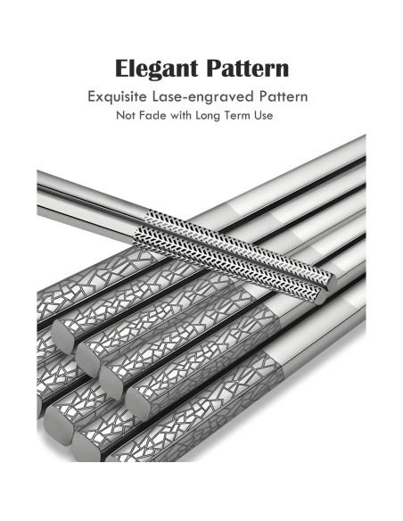 Palillos de Metal Reutilizables ITXIYC 5 Pares Antideslizantes
