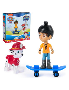 Figuras de Paw Patrol Marshall y Daring Danny X con Patineta