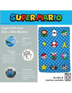 Manta Super Mario Bros Franco 157x228 cm Suave y Colorida 2