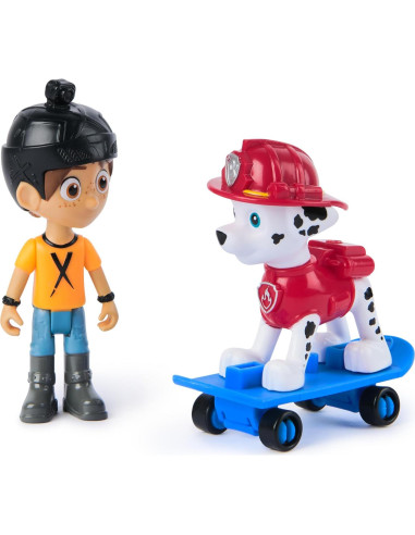 Figuras de Paw Patrol Marshall y Daring Danny X con Patineta