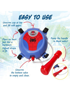 Mochila de Agua Spiderman 975ml Lanzador para Niños 2