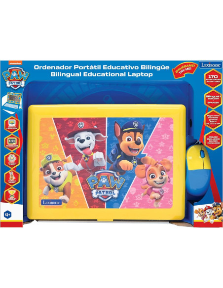 Laptop Educativa Bilingüe Lexibook Patrulla Canina 170 Actividades