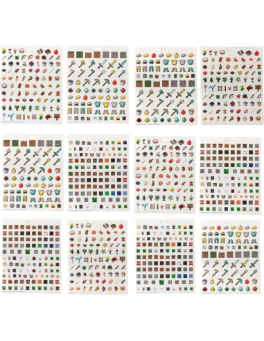 Stickers de Minecraft para Niños - Set 14 Hojas + 1200 Stickers