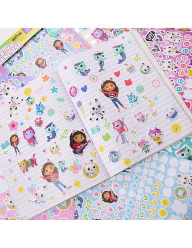 Set de Pegatinas Gabby's Dollhouse 12 Hojas + Esponjosas