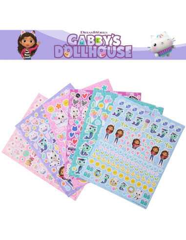 Set de Pegatinas Gabby's Dollhouse 12 Hojas + Esponjosas