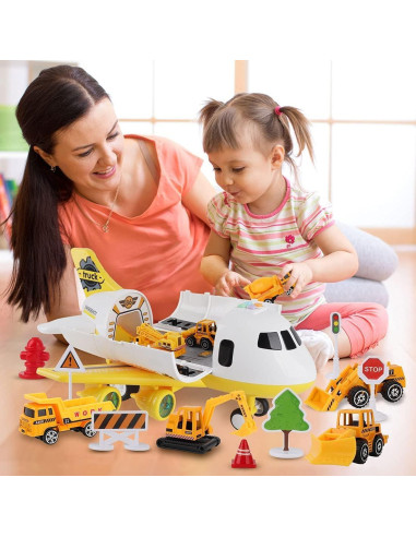 Juego de Construcción Dwi Dowellin con Camiones y Alfombrilla