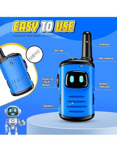 Walkie Talkies para Niños comedyfun 2 Paquete Azul 3-8 Años