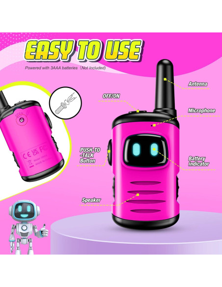 Walkie Talkies Rosa Comedyfun 2 Paquete para Niños