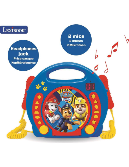 Reproductor de Karaoke Lexibook Paw Patrol 2 Micrófonos