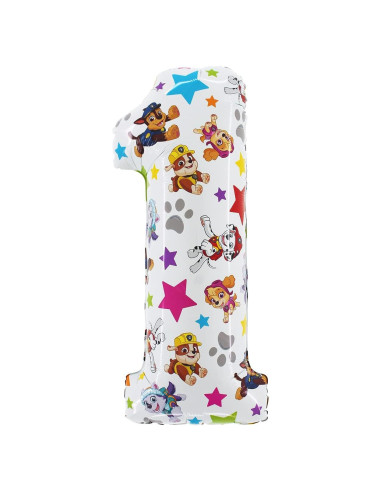 Globo de Aluminio Toyland Paw Patrol Número 1 - 66 cm