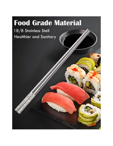 Palillos de Metal Reutilizables ITXIYC 5 Pares Antideslizantes