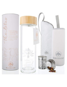 Vaso de Té Loto Sagrado Amor 443ml con Infusor y Colador