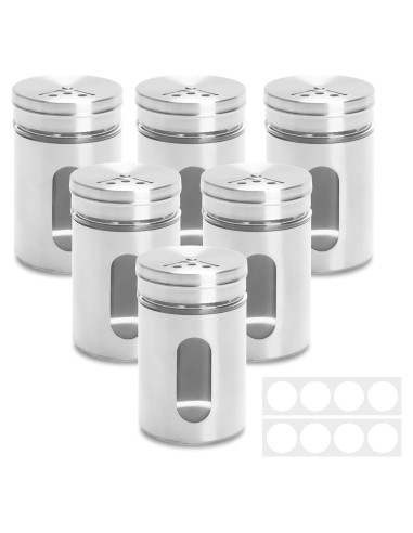 Salseras de Acero Inoxidable 6Pcs 85g con Tapas Ajustables