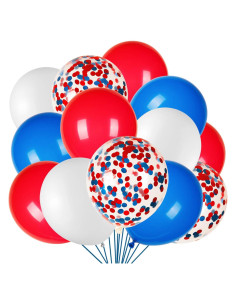 Globos de Láttex JOYYPOP 80 Pcs Rojos, Blancos y Azules