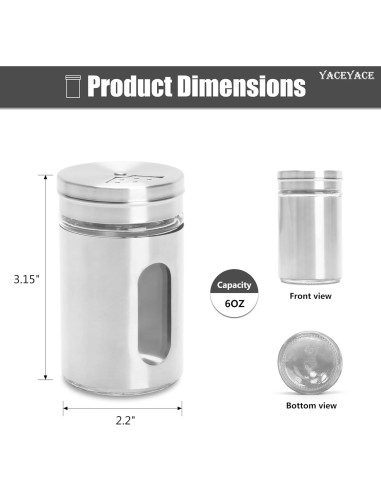 Salseras de Acero Inoxidable 6Pcs 85g con Tapas Ajustables