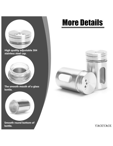 Salseras de Acero Inoxidable 6Pcs 85g con Tapas Ajustables