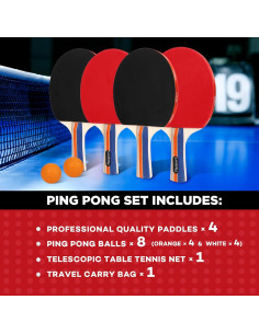 Set de Palas de Ping Pong FBSPORT con Red y 8 Pelotas 2