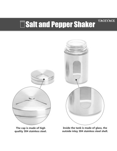 Salseras de Acero Inoxidable 6Pcs 85g con Tapas Ajustables