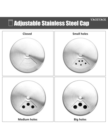 Salseras de Acero Inoxidable 6Pcs 85g con Tapas Ajustables