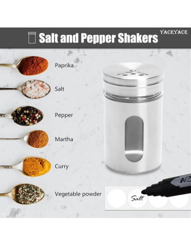 Salseras de Acero Inoxidable 6Pcs 85g con Tapas Ajustables