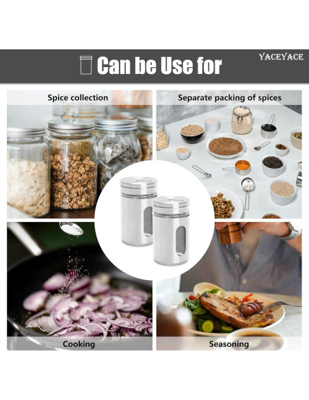 Salseras de Acero Inoxidable 6Pcs 85g con Tapas Ajustables