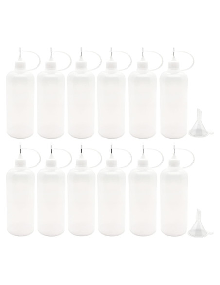 12 Botellas Goteo 120ml MYYZMY + 2 Mini Embudos para Manualidades