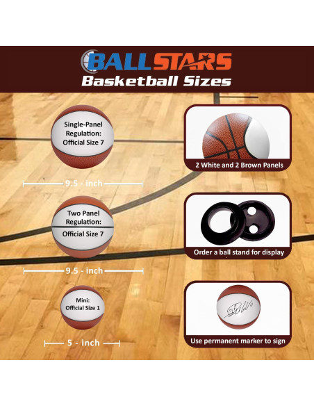 Balón de Baloncesto Ballstars Tamaño 7 para Autógrafos