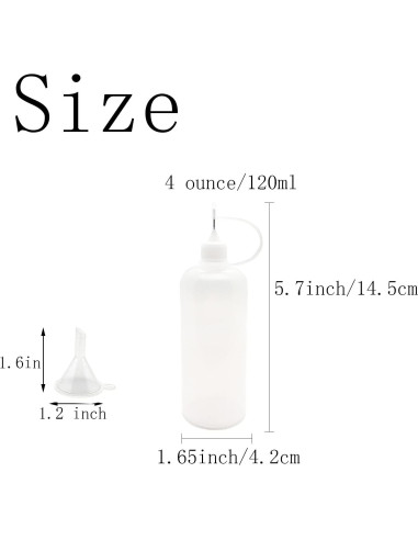 12 Botellas Goteo 120ml MYYZMY + 2 Mini Embudos para Manualidades