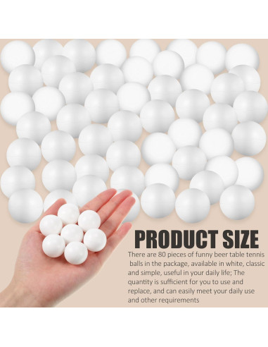 Pelotas de Tenis de Mesa CHENGU 80 Piezas 25 mm Blancas