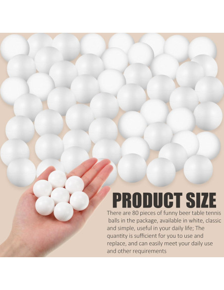 Pelotas de Tenis de Mesa CHENGU 80 Piezas 25 mm Blancas