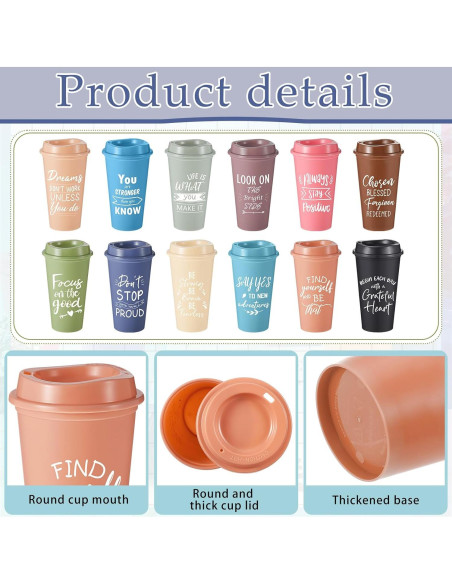 12 Tazas de Café Reutilizables FillTouch con Tapa Morandi 473ml