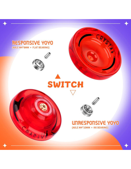 Yoyo Profesional K2 Cristal Rojo para Niños + Accesorios