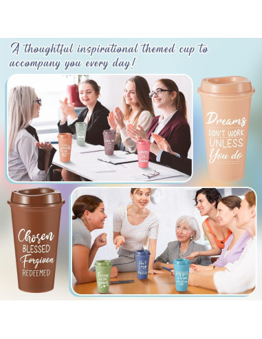 12 Tazas de Café Reutilizables FillTouch con Tapa Morandi 473ml