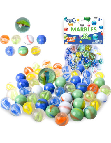 Canicas de Vidrio Coloridas Entretenimiento Días Soleados 50 Pzas