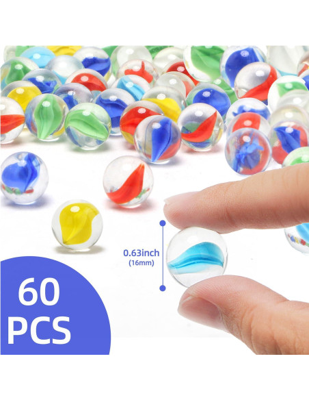 60 Canicas de Vidrio XXUOD 1.60 cm Ojo de Gato Colores