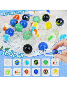 Canicas de Vidrio LOVESTOWN 160PCS Mezcla de Colores 1,59cm 2