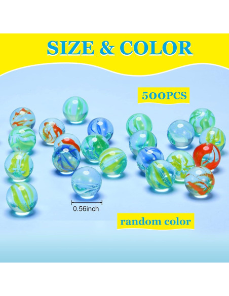 500 Canicas de Vidrio Ojos de Gato 1.4 cm para Niños
