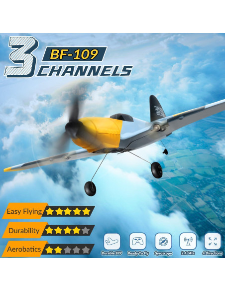 Aviación RC HAWK'S WORK BF-109 34.5x33.5cm para Niños